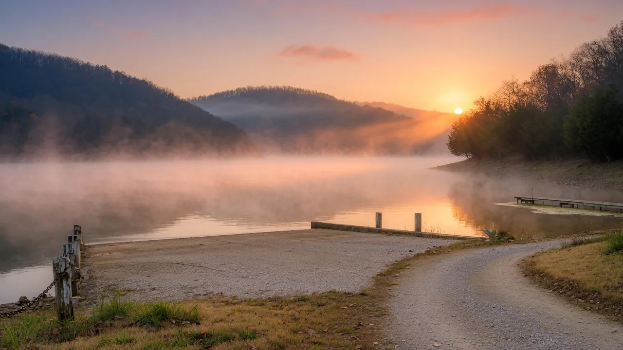 Sunrise at Twyford Point — Lake Cumberland near Monticello KY for cabin week swimming and boat access
